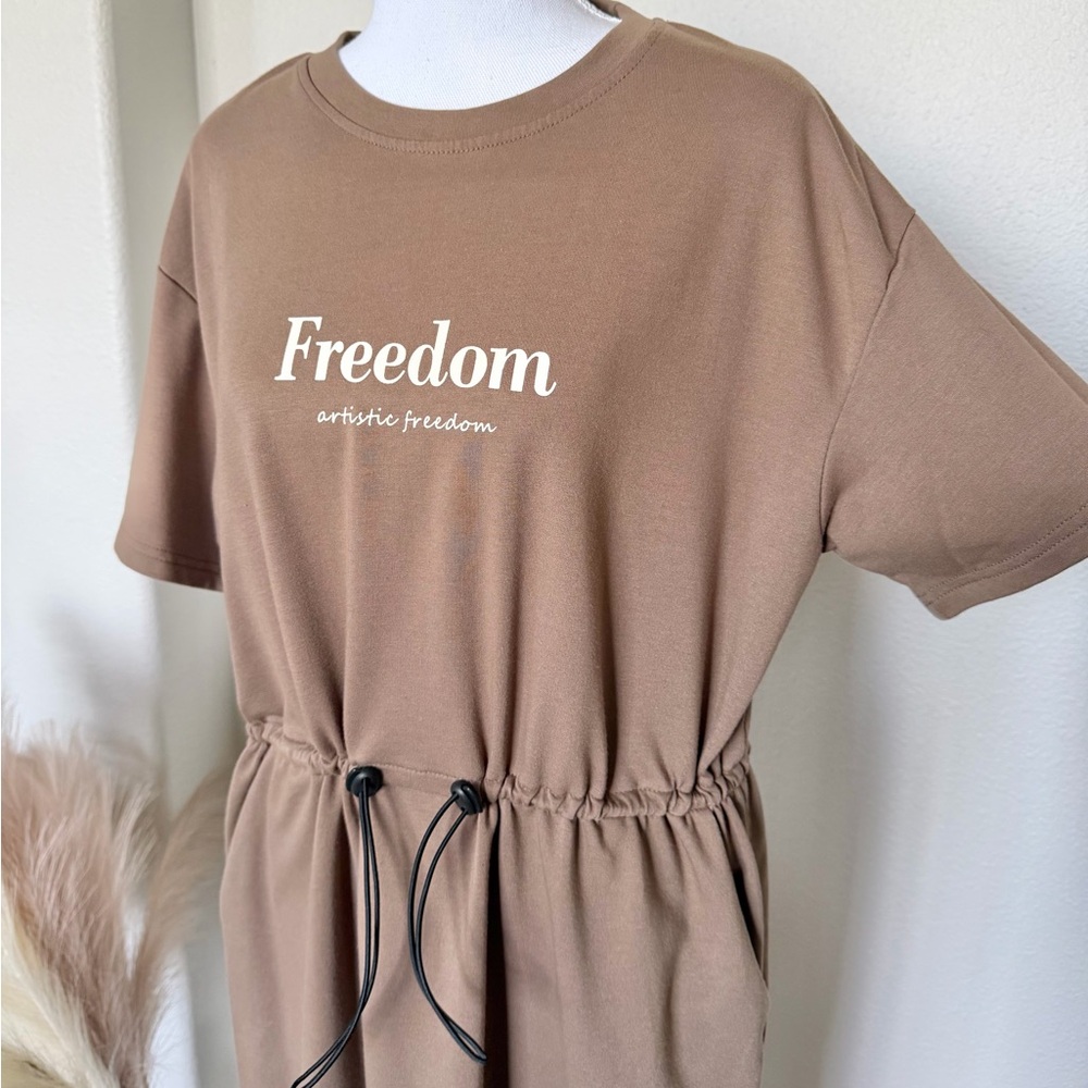 Brown Drawstring Midi Dress - Picture 4 of 8